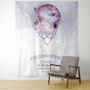 Tenture BOHO Pleine Lune Améthyste  Aquarelle Céleste