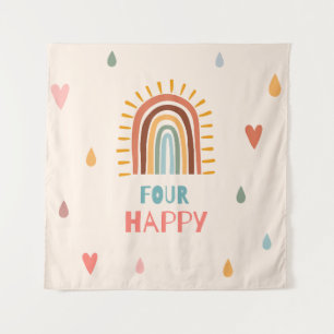 Tenture Boho Quatre Quatrième Anniversaire Arc-en-ciel 