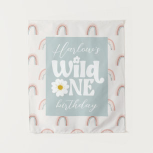 Tenture Boho Rainbow Daisy Wild One Girl'anniversaire prem