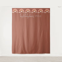 Boho Rainbow Lion Baby shower photo fond Brown