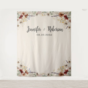 Tenture Boho Tiny Mariage Fleur sauvage Backdrops