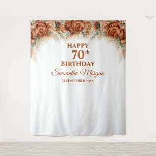 Tenture Boho tropical herbe des pampas palmier 70e anniver