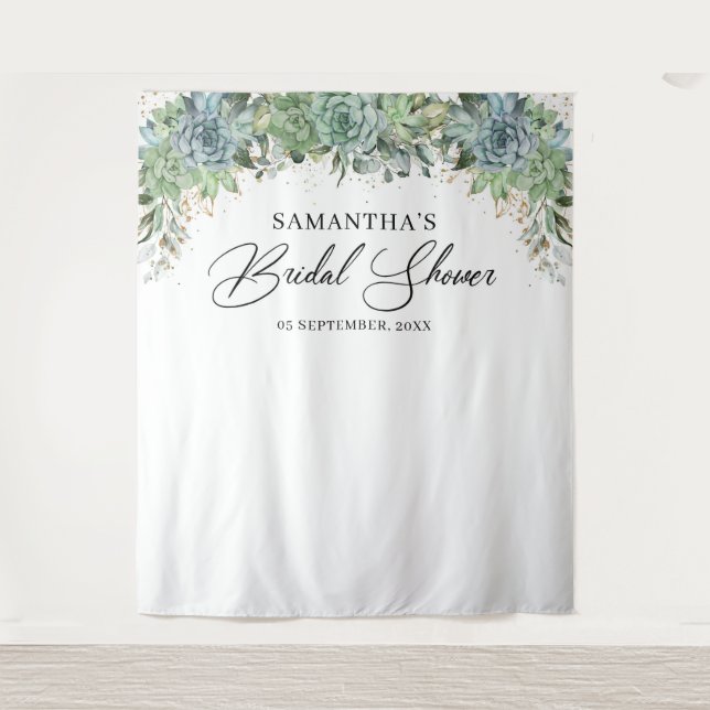 Tenture Boho végétation plantes grasses cadre doré baby sh (Devant)