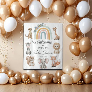 Tenture Boho Woodland Jungle Animaux Baby shower Bienvenue