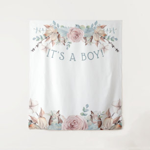 Tenture Bois BOHO Virtual Boy Baby shower Backdrop