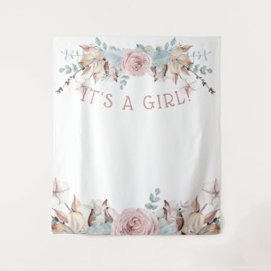 Tenture Bois BOHO Virtual Girl Baby shower fond