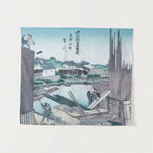 Tenture Bois de construction japonaise Ukiyo-e par Hokusai
