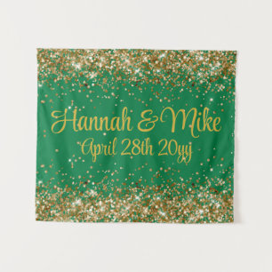 Tenture Boîte à photos de mariage vert émeraude et or