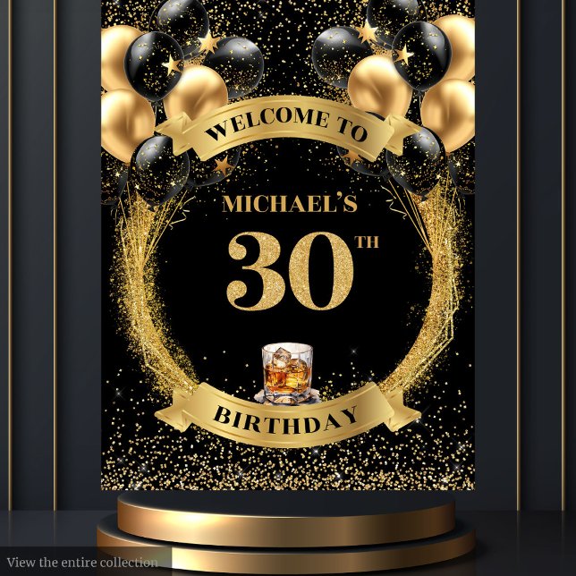 Tenture Bold 30th Man Birthday Whiskey Birthday Photo Reto (Bold 30th Man Birthday Whiskey Birthday Photo Back Tapestry)
