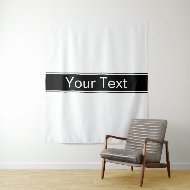Tenture Bold Black & White Stripe Editable Text (En situation)