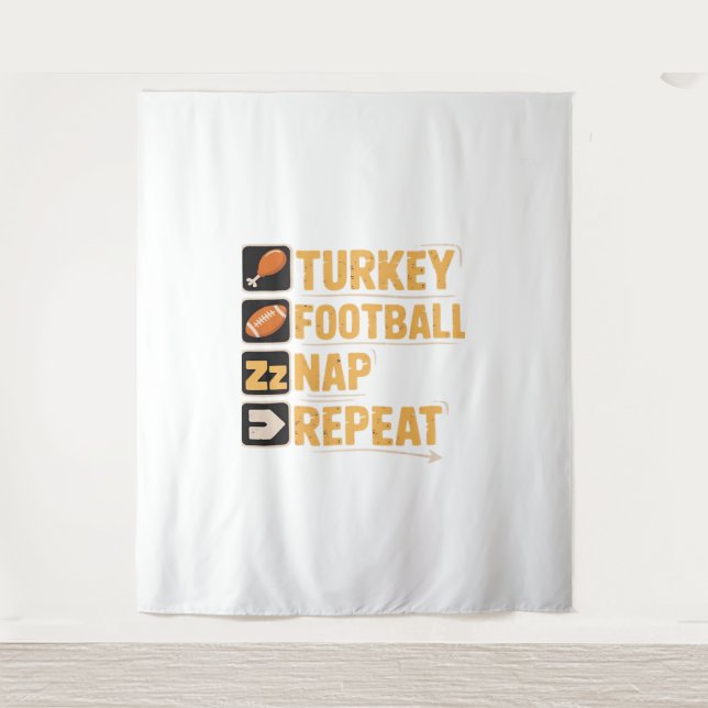 Tenture Bon thanksgiving Turquie Football Nap Repeat Funn (Devant)