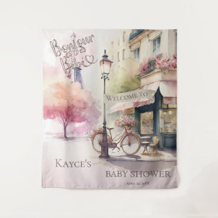 Tenture Bonjour Bebe Café français Baby shower Contexte