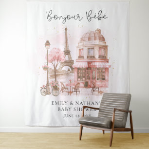 Tenture Bonjour Bebe Paris Patisserie Baby shower En toile