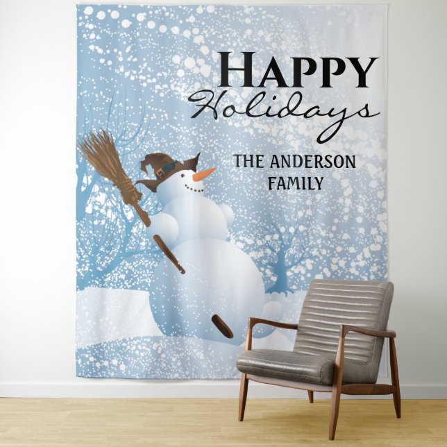 Tenture Bonne fête de fin d'année famille joyeux bonhomme  (En situation)