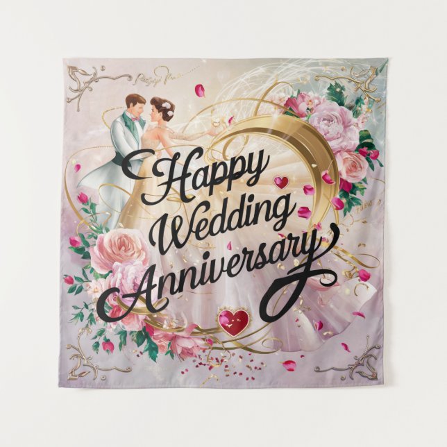 Tenture Bonne fresque de l'anniversaire du Mariage #7 (Devant)