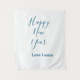 Tenture Bonne nouvelle année ajouter nom amour bleu simple