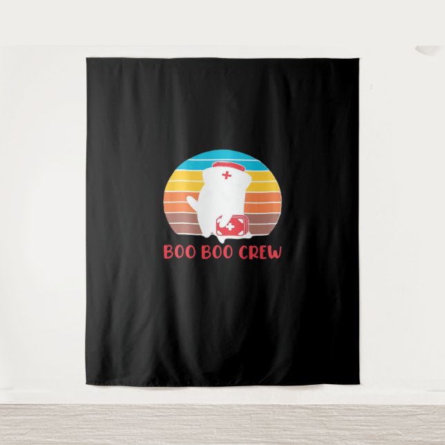 Tenture Boo Boo Crew Nurse Funny Ghost Halloween Classique (Devant)