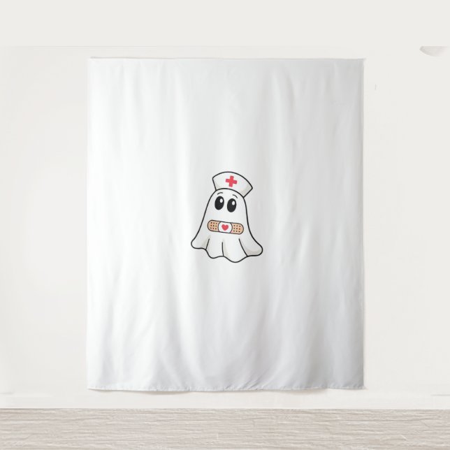 Tenture BOO CREW Ghost Nurse Funny Halloween Essentiel (Devant)