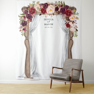 Tenture Booth Photo Boho Burgundy Arch Mariage Arch En arr