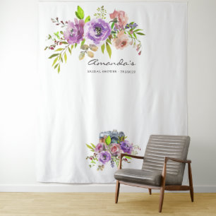 Tenture Booth Photo Mariage Floral Aquarelle Printemps