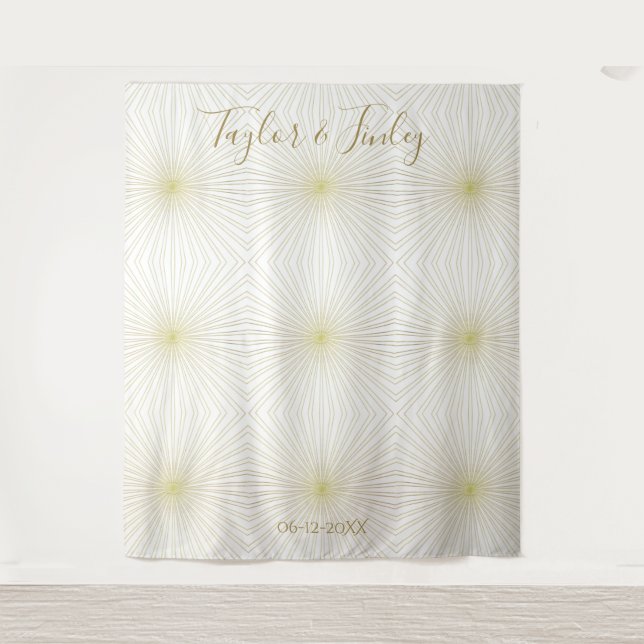 Tenture Booth Photo mariage fond blanc or déco lumière (Devant)