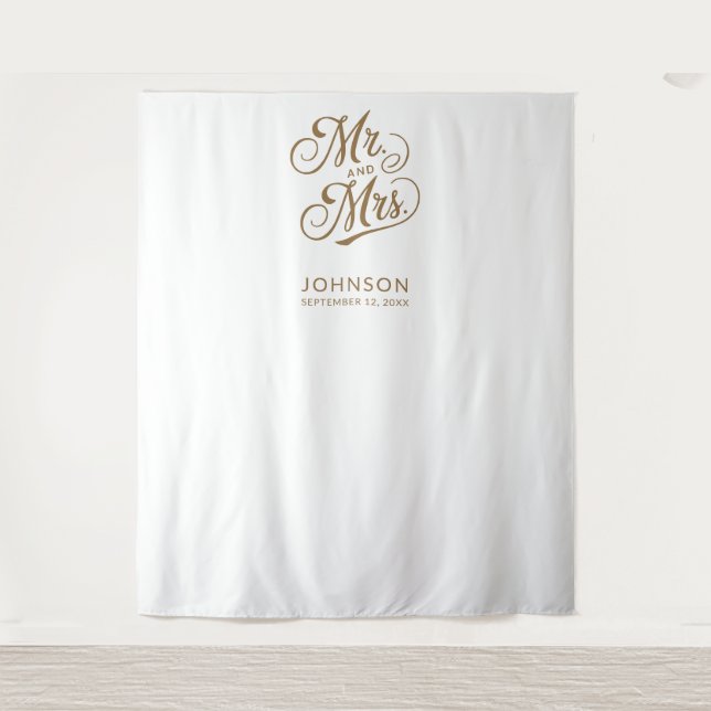 Tenture Booth photo Mariage moderne M. Mme Script Contexte (Devant)