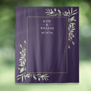 Tenture Booth Photo Mariage Purple Greenery