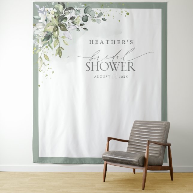 Tenture Booth Photo pour une Fête de Mariée au Eucalyptus  (En situation)