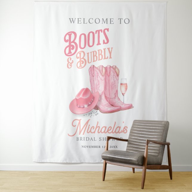 Tenture Boots & Bubbly Western Cowgirl Fête des mariées ro (En situation)