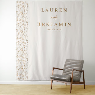 Tenture Bordure Florale Crème Élégante