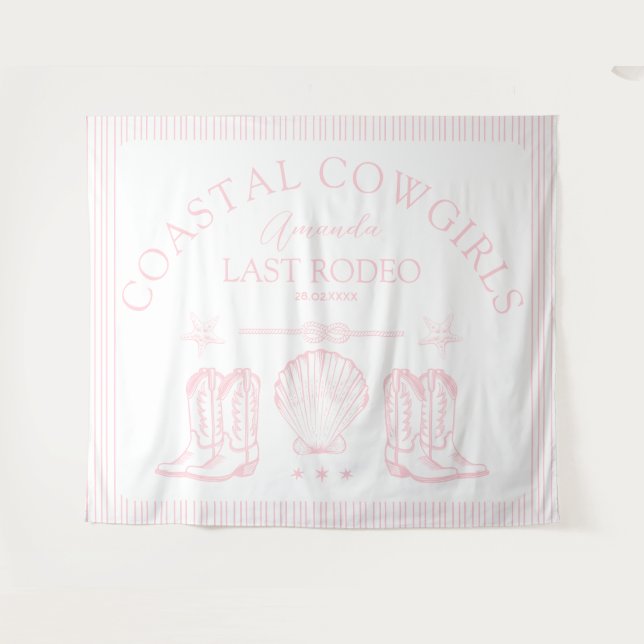 Tenture Bottes de cowgirl côtière, fête de bachelorette oc (Devant (Horizontal))