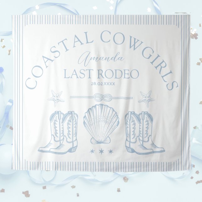 Tenture Bottes de cowgirl côtière, fête de bachelorette we (Coastal Cowgirl Boots Western Bachelorette Party Tapestry for the perfect coastal bridal shower)