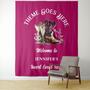 Tenture Bottes de cowgirl occidentales magenta pivoine bul