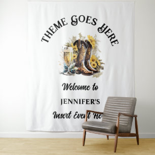 Tenture Bottes de cowgirl occidentales tournesol pétillant