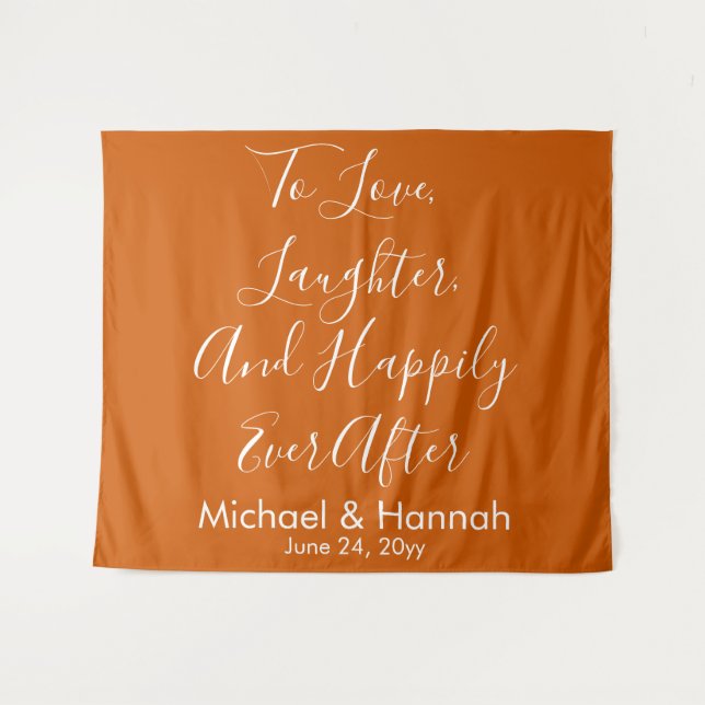 Tenture Boucle de réception de Mariage de Boho orange brûl (Devant (Horizontal))
