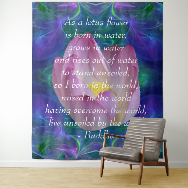 Tenture Bouddha citation Lotus flower (En situation)