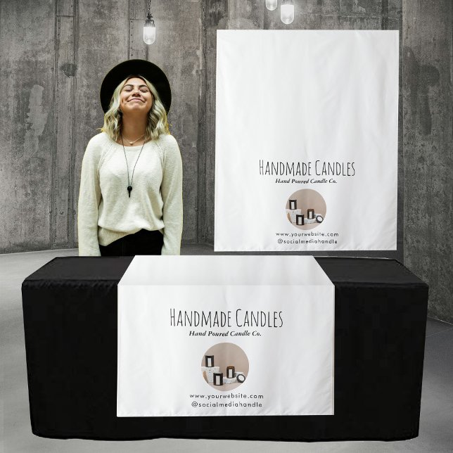 Tenture Bougies Monter Boutique Table Runner S'inscrire Ve (Candles Pop Up Shop Table Runner Sign Photo Vendor Tapestry)