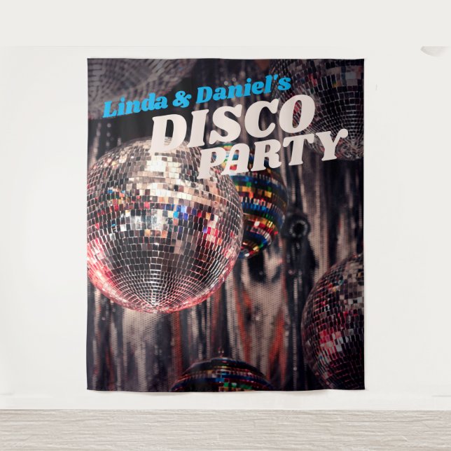 Tenture Boule de disco Rétro Années 70 | Fond de scène pou (Devant)
