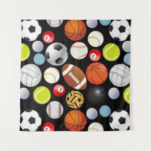 Tenture Boules de sport Taille Motif2 Black BG