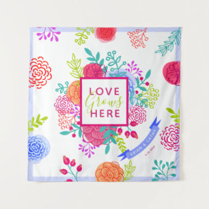 Tenture Bouquet de croquis floral printanier aux couleurs 