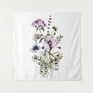 Tenture Bouquet de fleurs sauvages violettes aquarelle flo