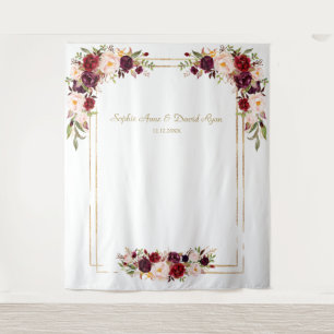 Tenture Bouteille Burgundy Blush Flowers Gold Mariage Phot
