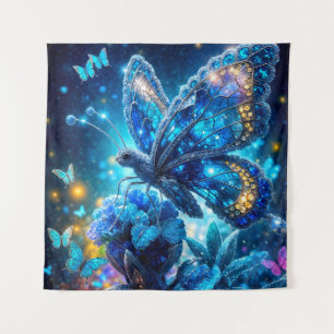 Tenture Bouton de cristal bleu sur Flower