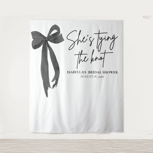 Tenture Bow She's Tying the Knot Fête des mariées Backdrop (Devant)