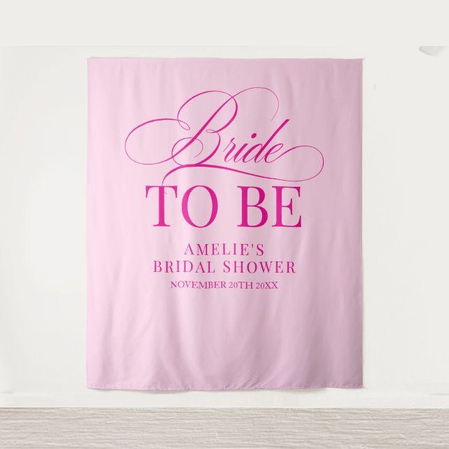 Tenture Bridal shower Bride to Be backdrop pink (Devant)