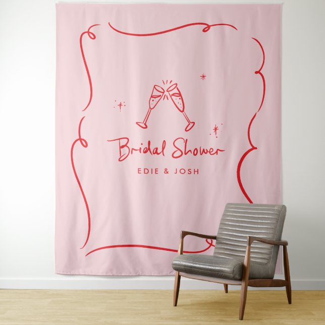 Tenture Bridal shower modern natural elegant handwritten (En situation)