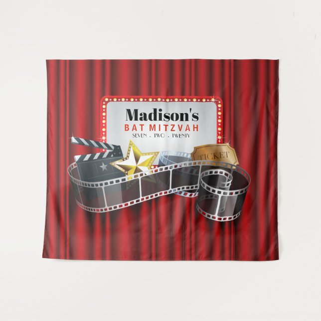 Tenture BROADWAY MARQUEE Bat mitzvah Photo Booth Backdrop (Devant (Horizontal))