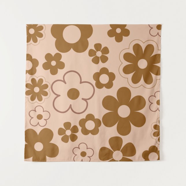 Tenture Brown Automne Retro Y2K Hippie Flower Motif (Devant)