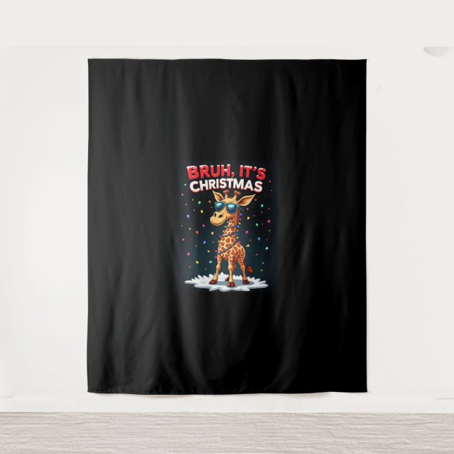 Tenture Bruh C'est Noël Giraffe Dabbing Dabbing Long Sle (Devant)