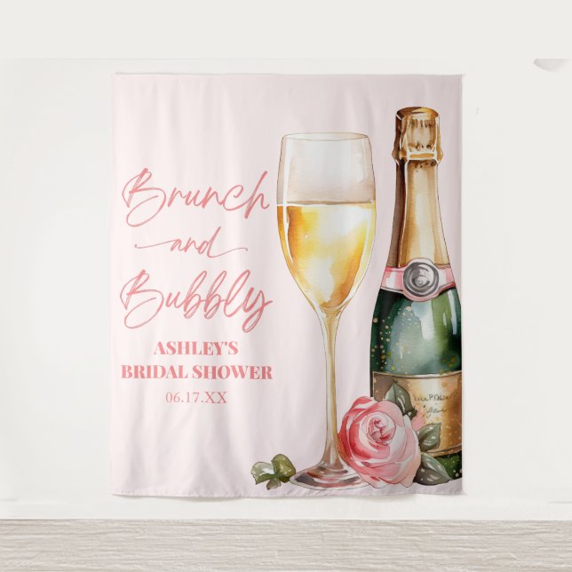 Tenture Brunch et Fête des mariées champagne Bubbly Mimosa (Devant)